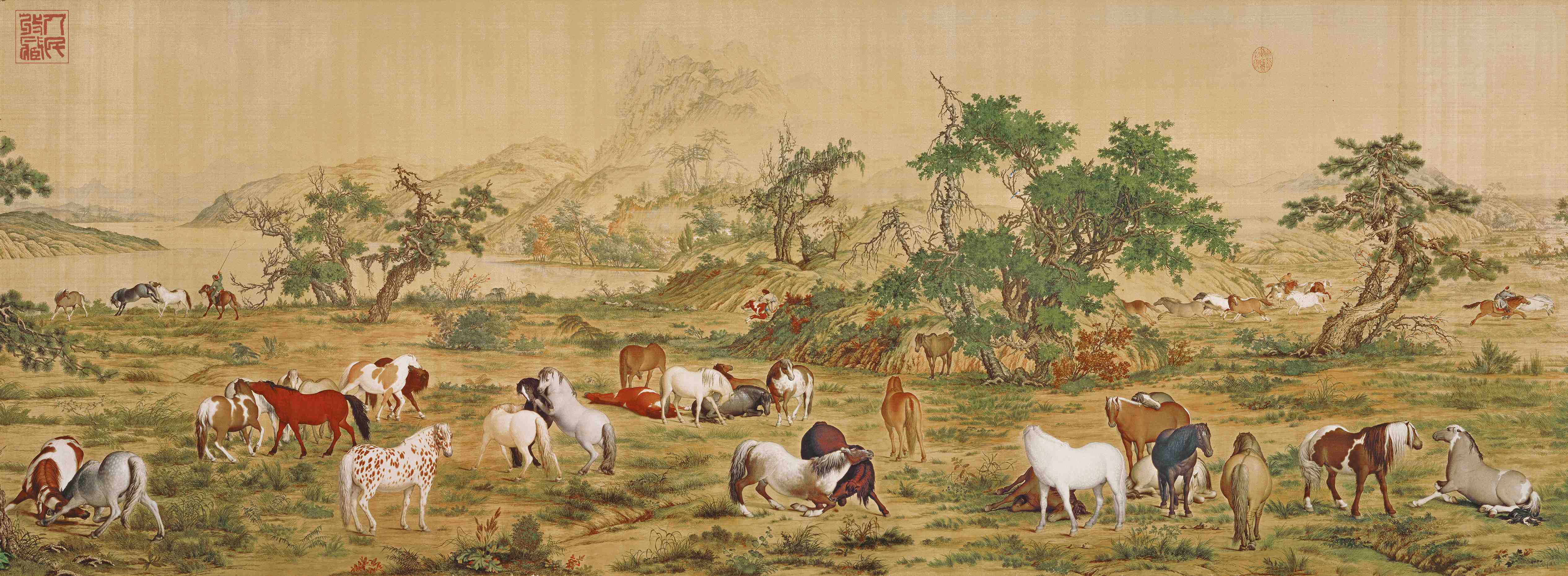 百駿圖-草坪嬉戲